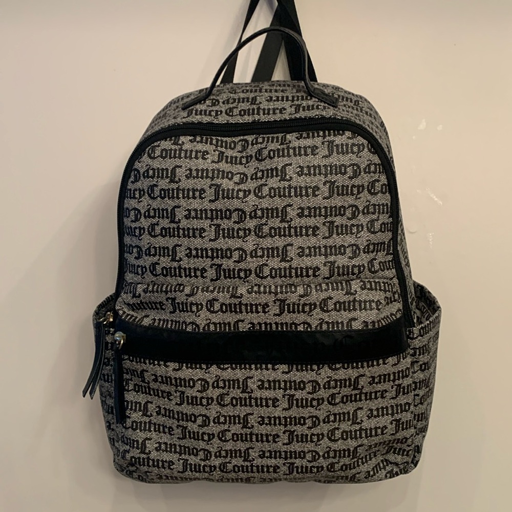 Juicy Couture black/cream signature faux leather backpack